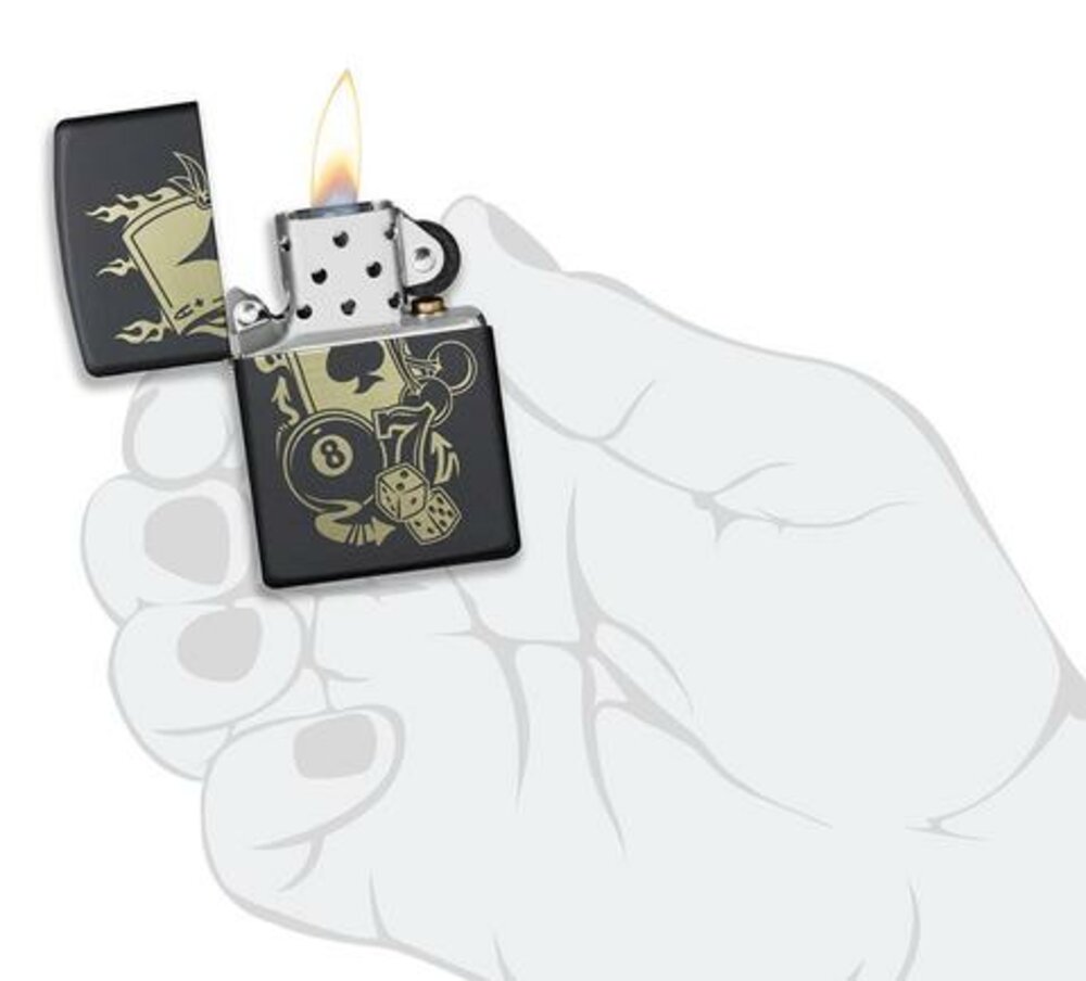Zippo Gambling Casino Billiards, Black Matte Lighter #49257