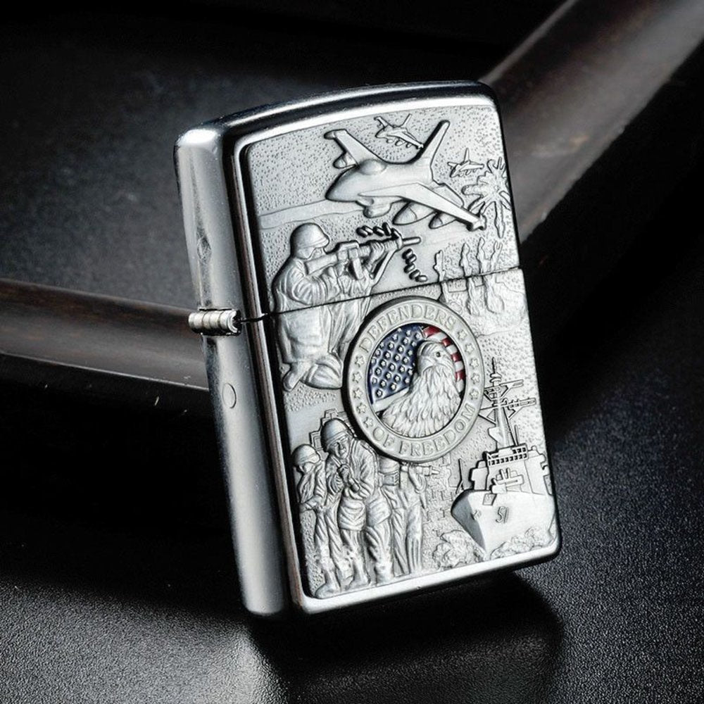 Zippo Joined Forces Military Emblem, Street Chrome Lighter #24457