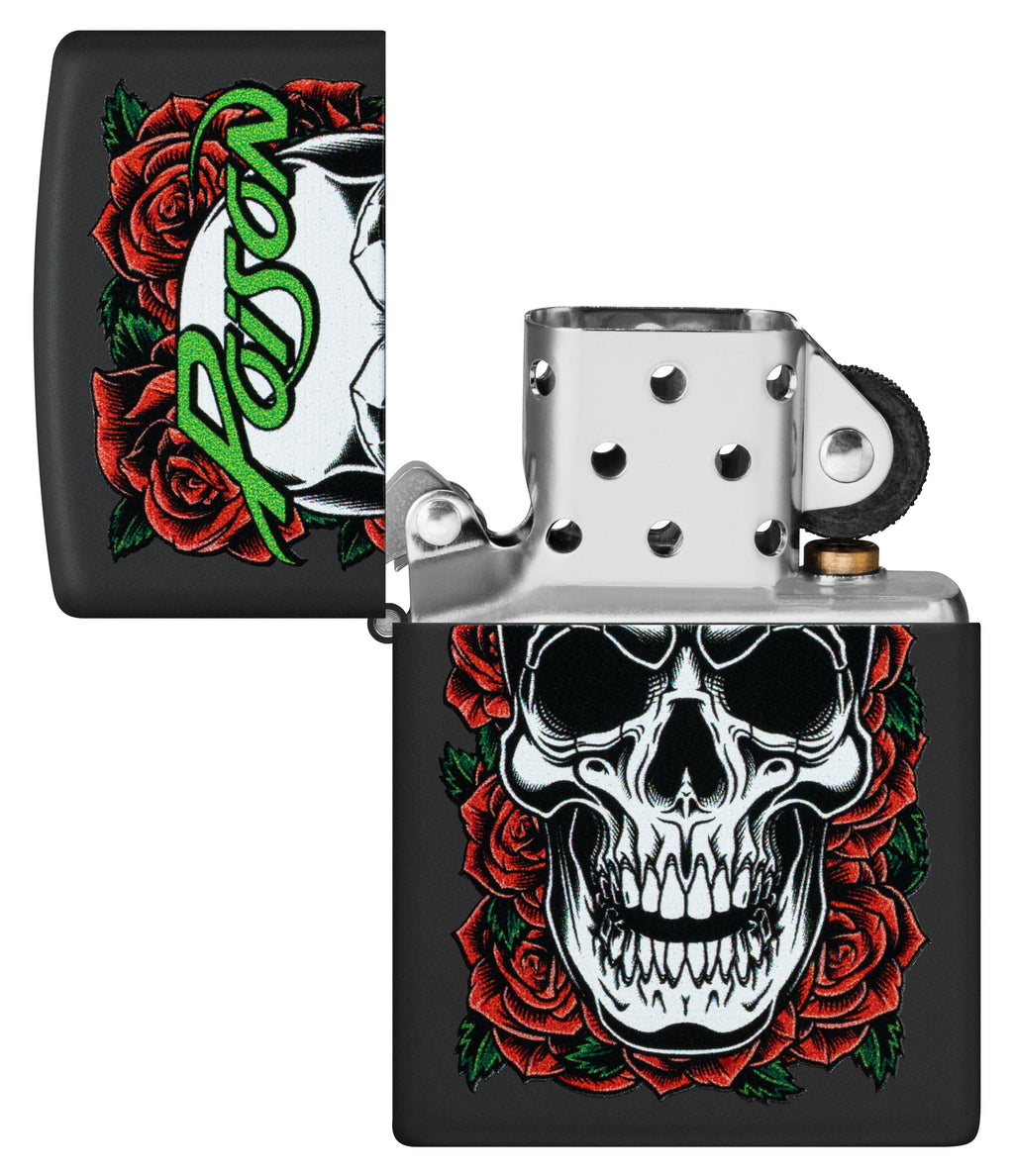 Zippo Poison Skull & Roses, Black Matte Lighter #47229