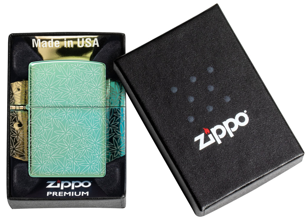 Zippo Cannabis 360°, High Polish Green Lighter #46294