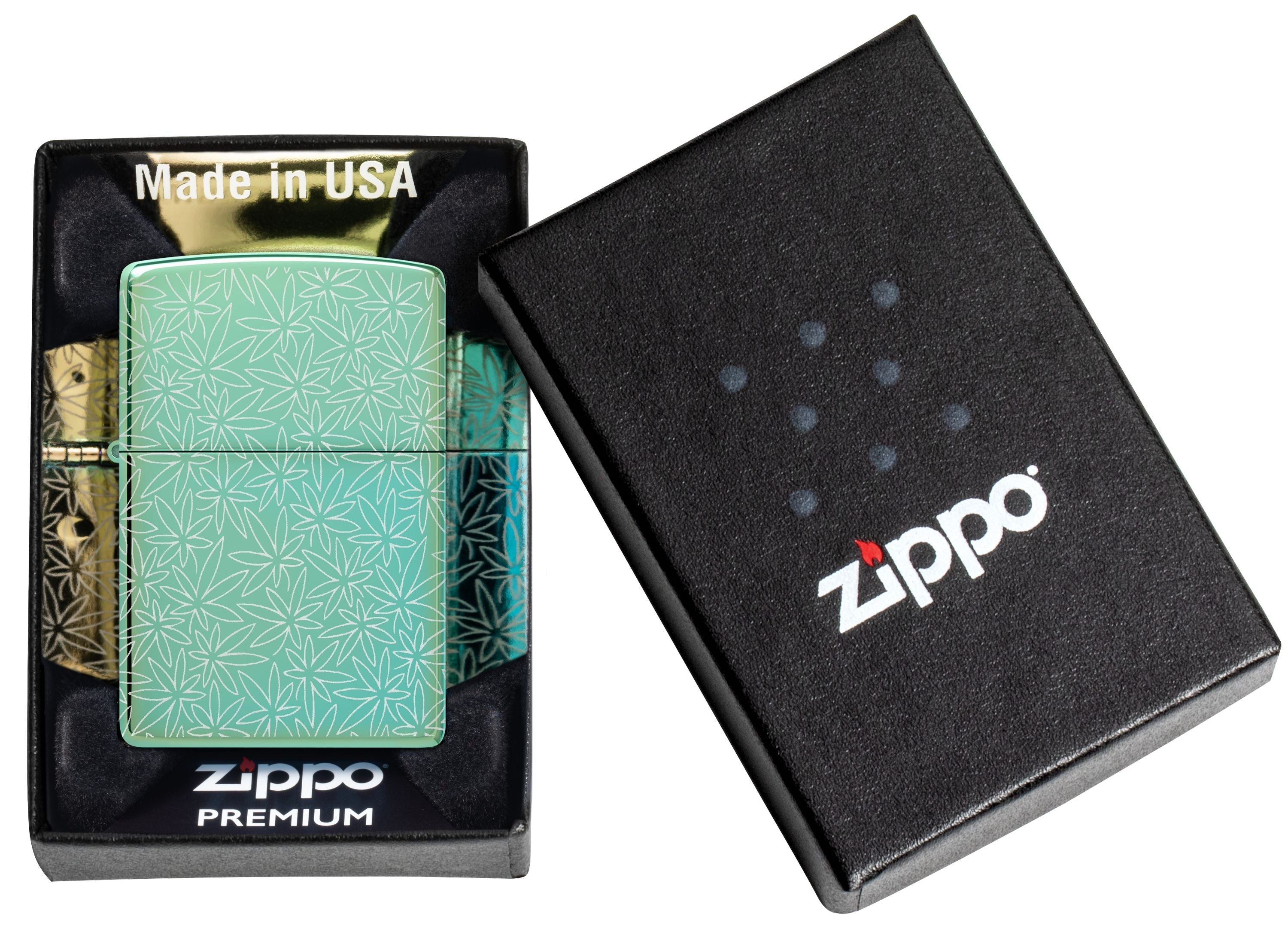 Zippo Cannabis 360°, High Polish Green Lighter #46294