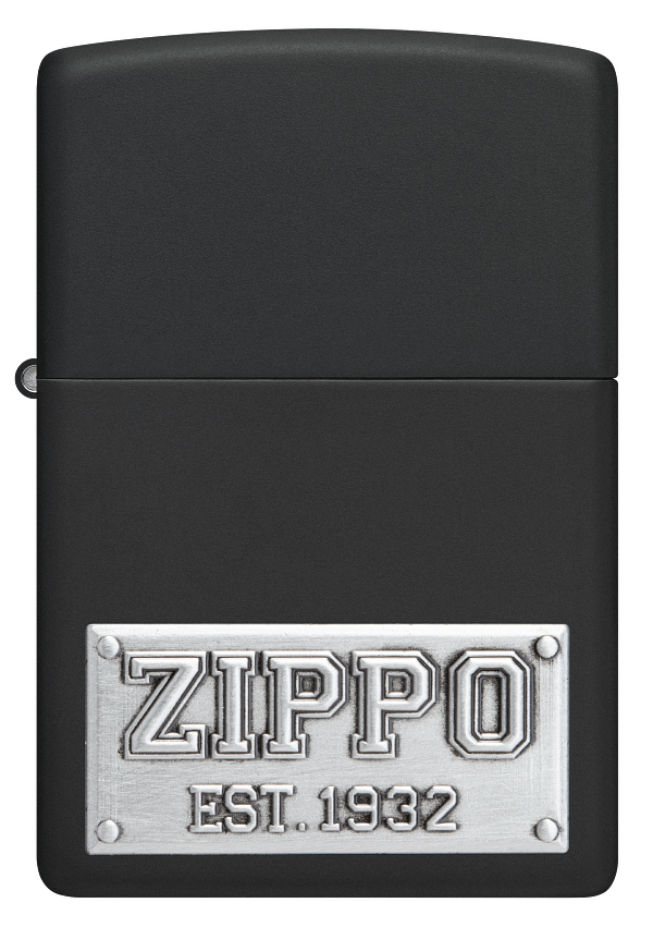 Zippo Logo Est 1932 Emblem, Black Matte Lighter #48689