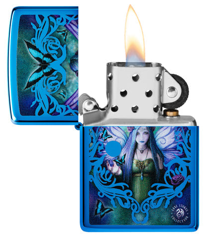 Zippo Anne Stokes Fairy, High Polish Blue Lighter #48985