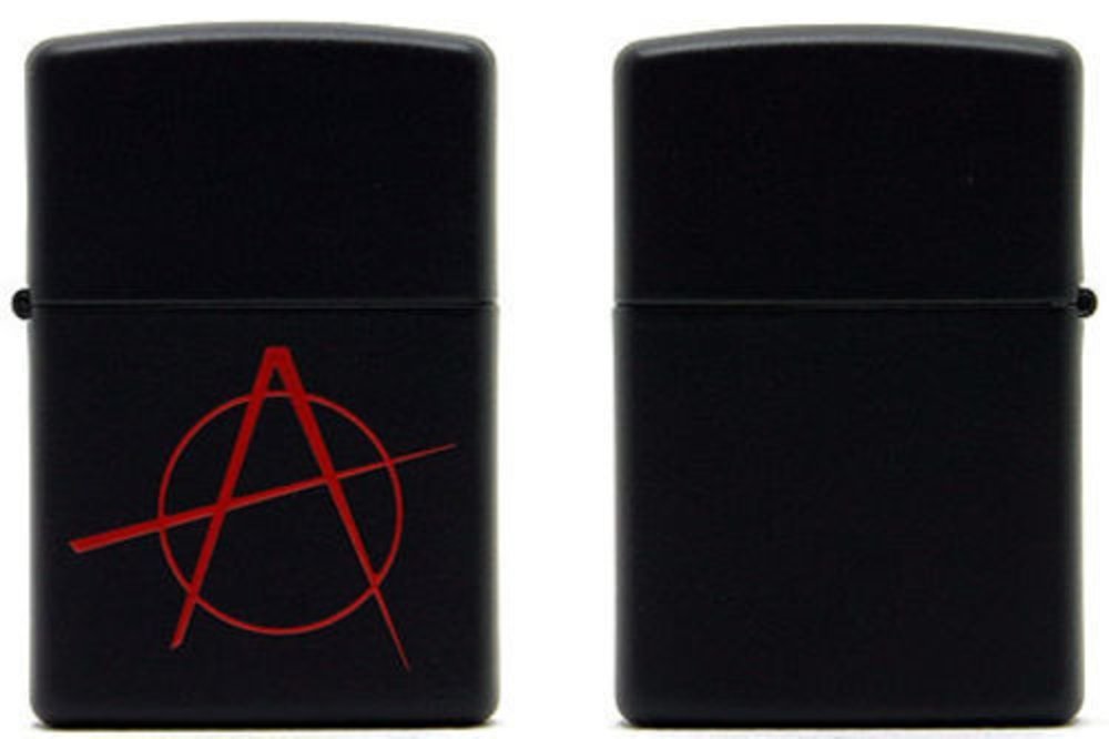 Zippo Anarchy Symbol, Black Matte Lighter #20842