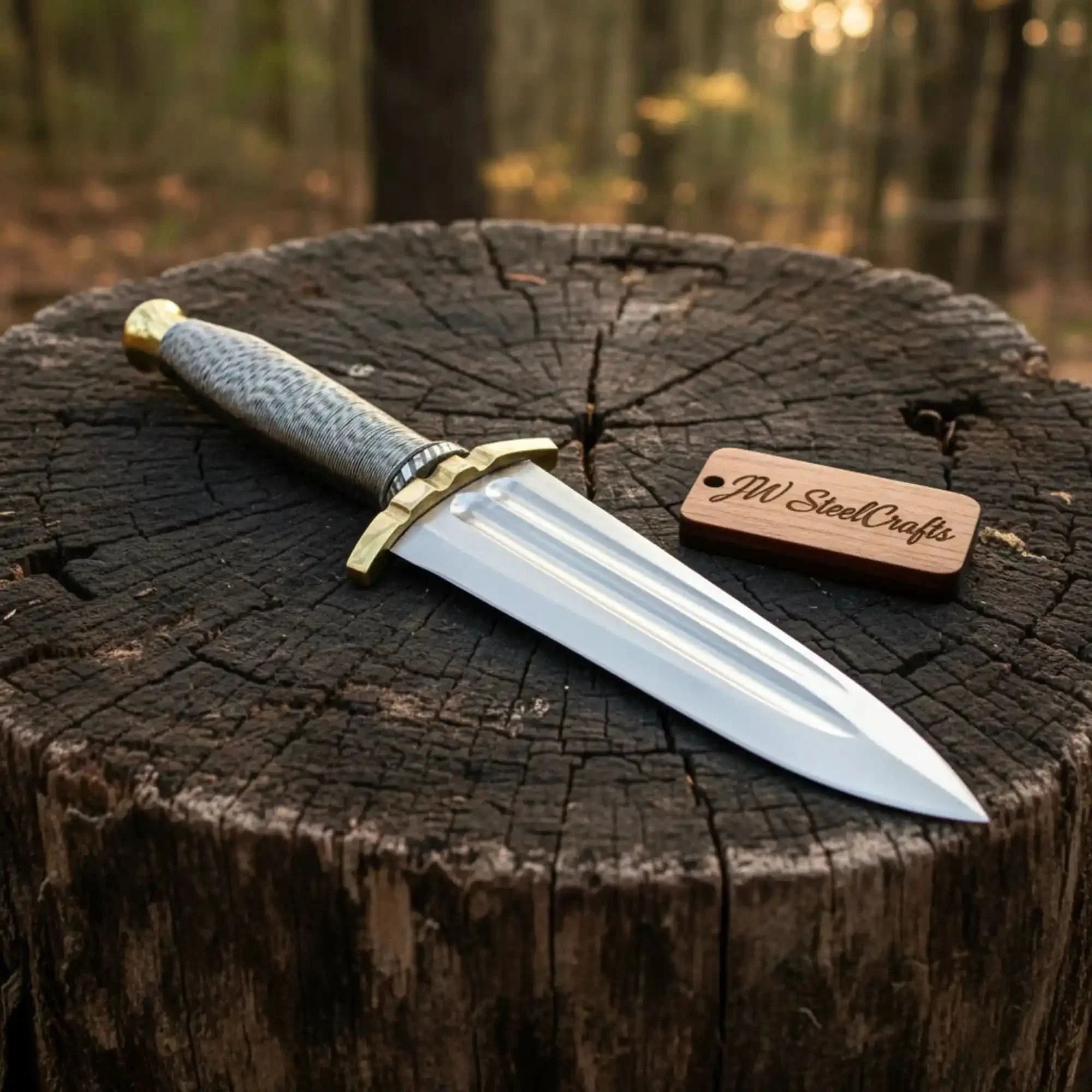 Handmade Carbon Steel Dagger Knife with Mirror Polished Blade