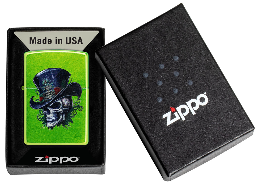 Zippo Horror Goth Skull, Lurid Green Lighter #46709