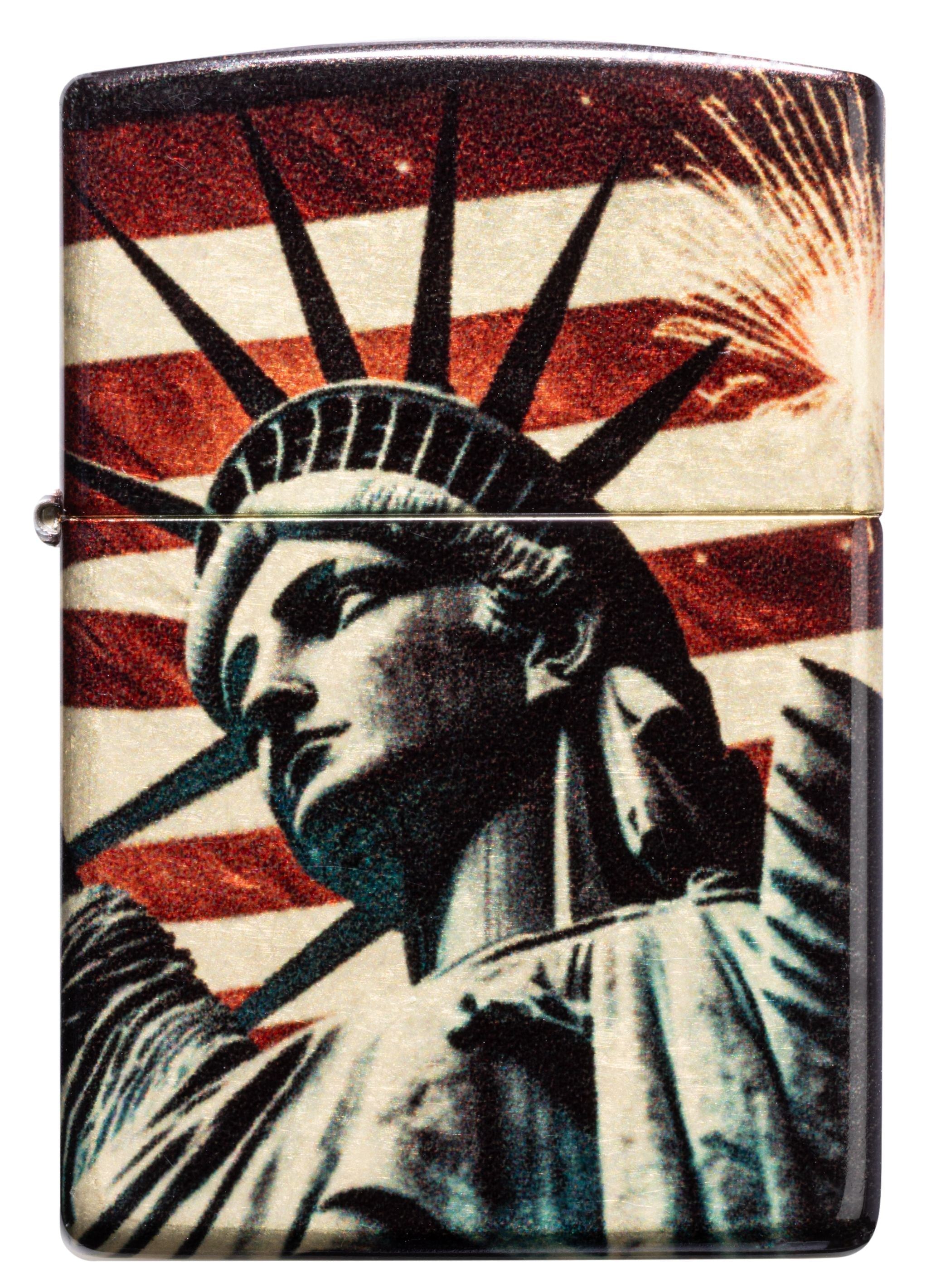 Zippo Statue of Liberty Patriotic 540°, Tumbled Brass Lighter #47186