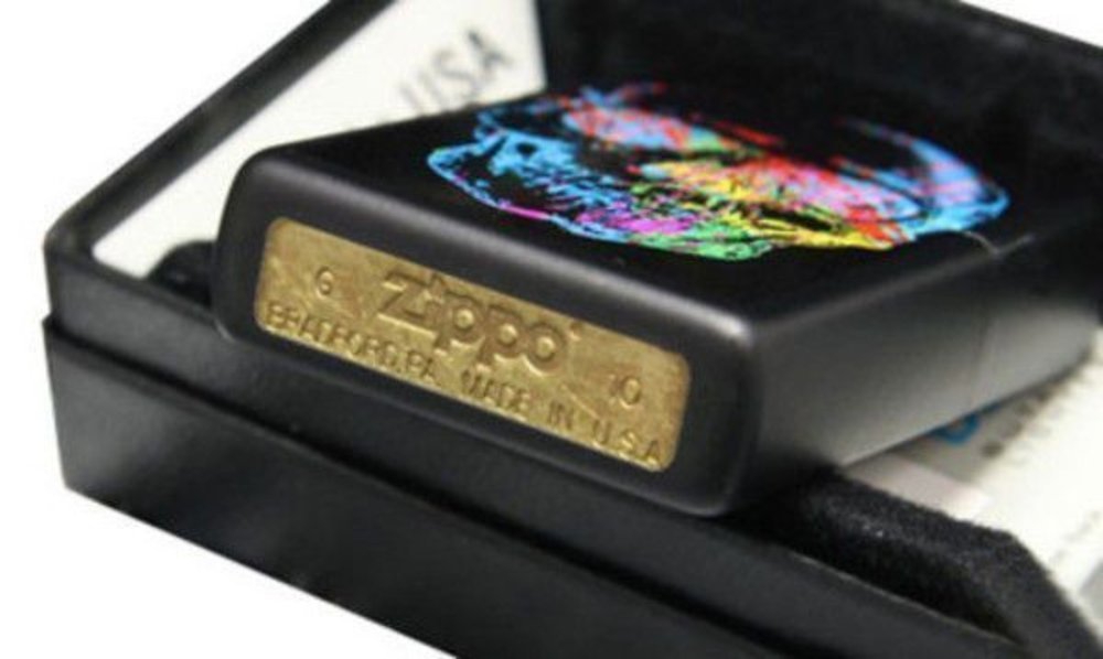 Zippo Colorful Skull, Black Matte Lighter #28042