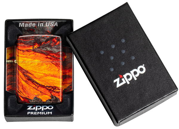Zippo Fire Lava 540°, Tumbled Brass Lighter #48622