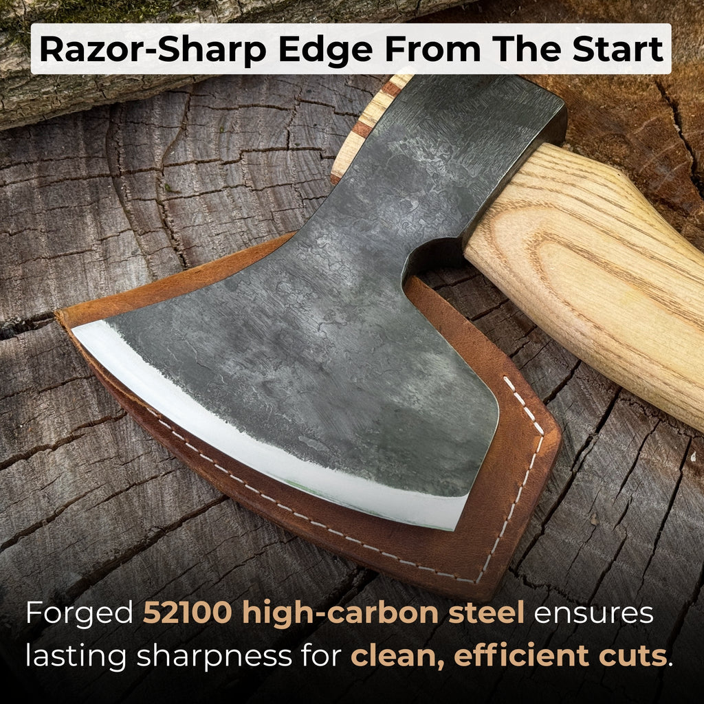 Chopping Axe with Leather Back Carry Pouch, 1.05 kg (2.2 lb)