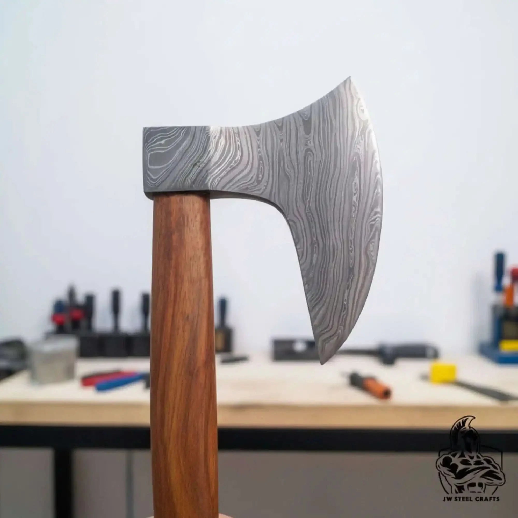 Hook Claw Damascus Axe with Rosewood Handle for Wood Processing