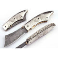 Owl Eyes Engraved Damascus Folding Knife with Handle Artwork