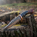 Copper Damascus Bowie Knife Handmade Copper Guard