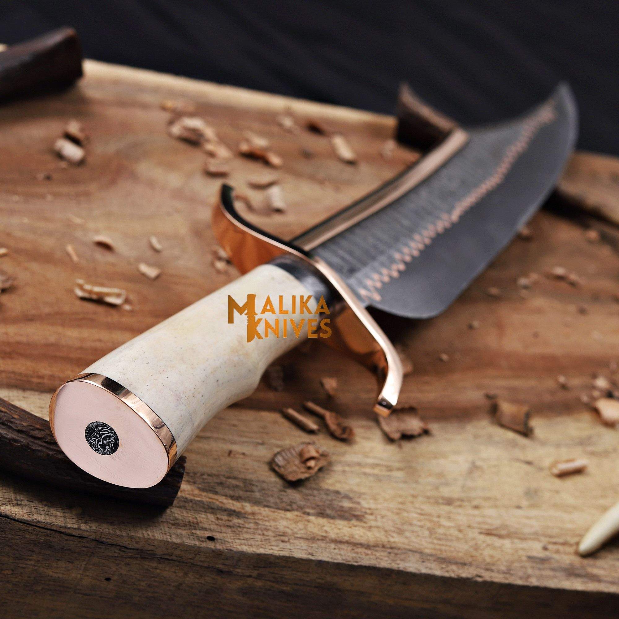 Copper Damascus Alamo Musso Bowie Knife