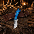 Country Rasp File Hunting Knife – 4" Rasp Steel Blade with Blue Epoxy Resin Handle