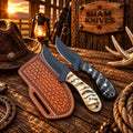 Cowboy Belt Skinner Knife Set – Powder-Coated Rasp Steel & Horn