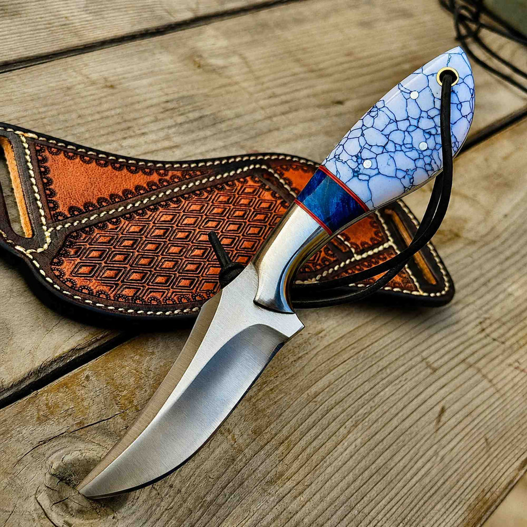 Western Style Cowboy Knife Turquoise Handle