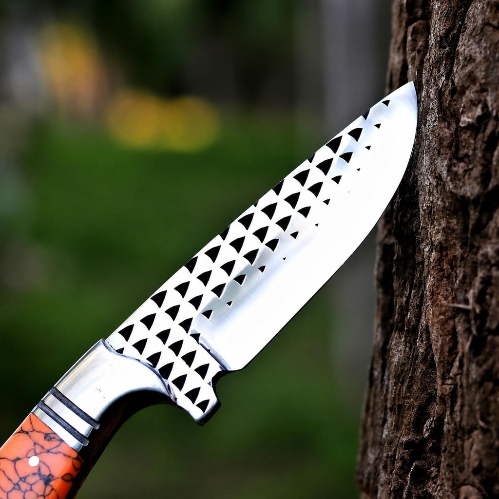 Cowboy Hunting Knife Rasp D2 Steel Turquoise Handle