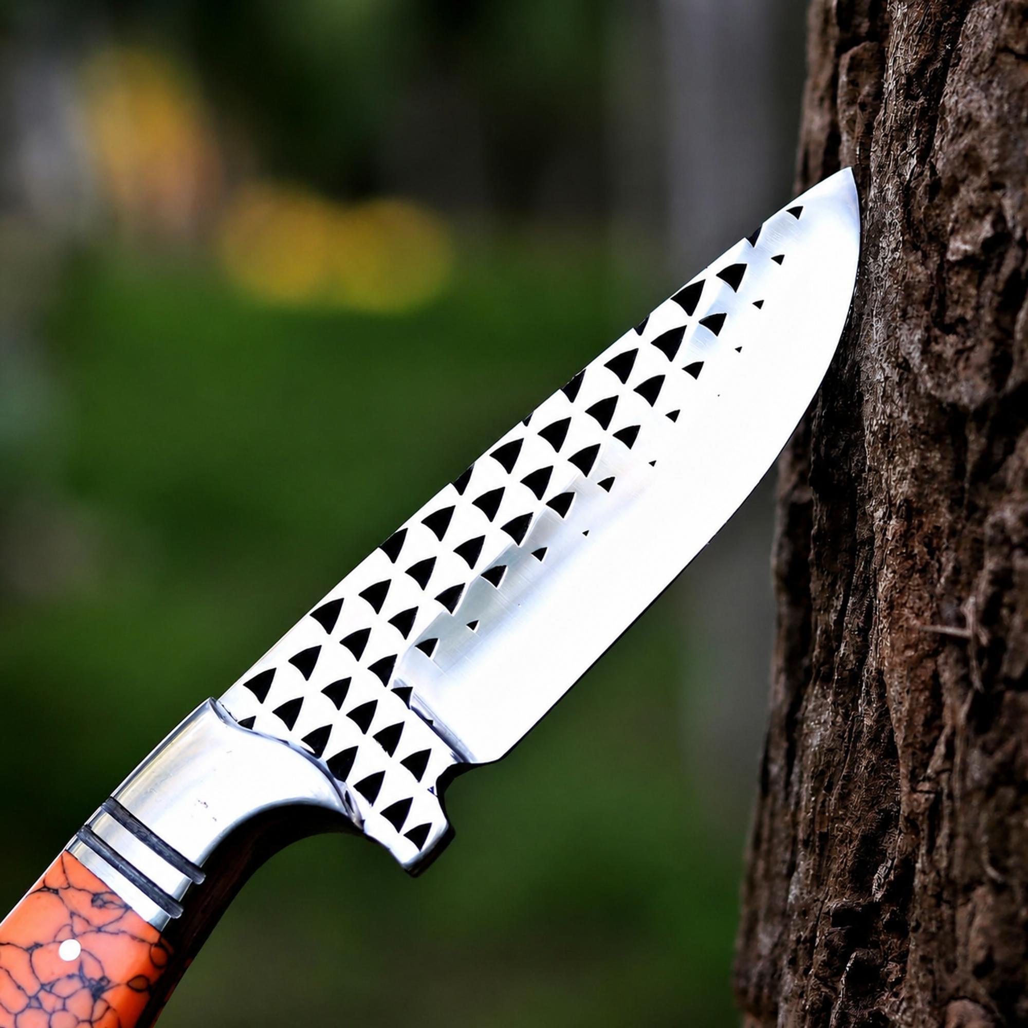 Cowboy Hunting Knife Rasp D2 Steel Turquoise Handle