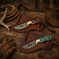 Best Ranch Knife Set – 3.5" Handmade Damascus Steel Knives with Pine Cone Resin Handles