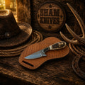 Cowboy Rasp Steel Knife – 3.25″ Stag Handle & Pancake Sheath