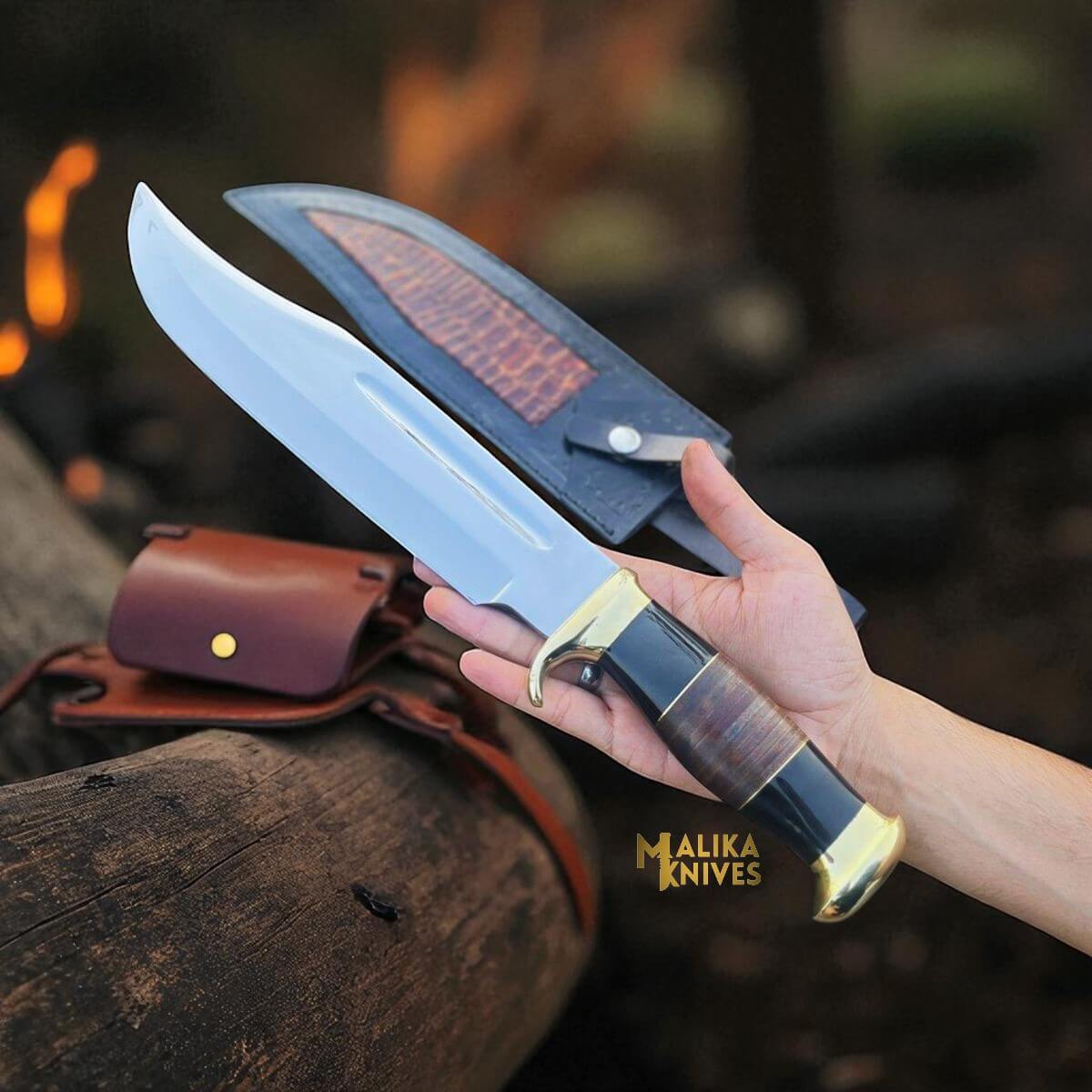 Dundee Bowie Knife D2 Carbon Steel with Bull Horn