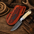 Cross Draw Cowboy Knife – 4" Firestorm Damascus Blade & Camel Bone Handle