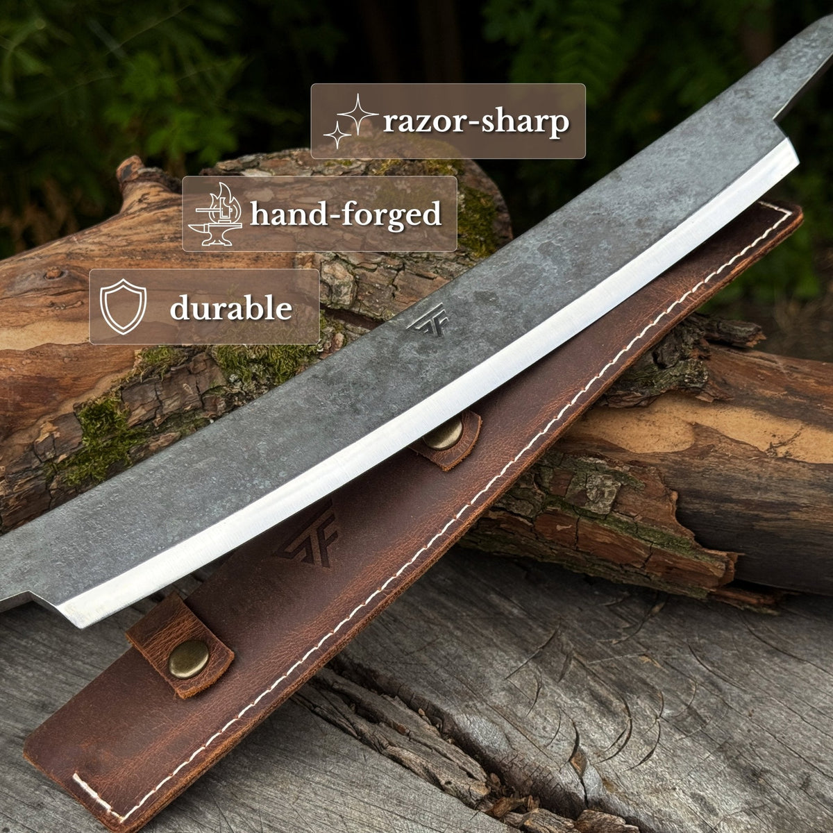 Sharky Forged Steel Tools curved draw knife with 25.5 cm (10 inch) cutting edge, ideal for shaping and shaving wood.