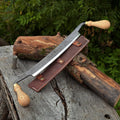 Sharky Forged Steel Tools curved draw knife with 25.5 cm (10 inch) cutting edge, tool set for woodworking and shaving projects.