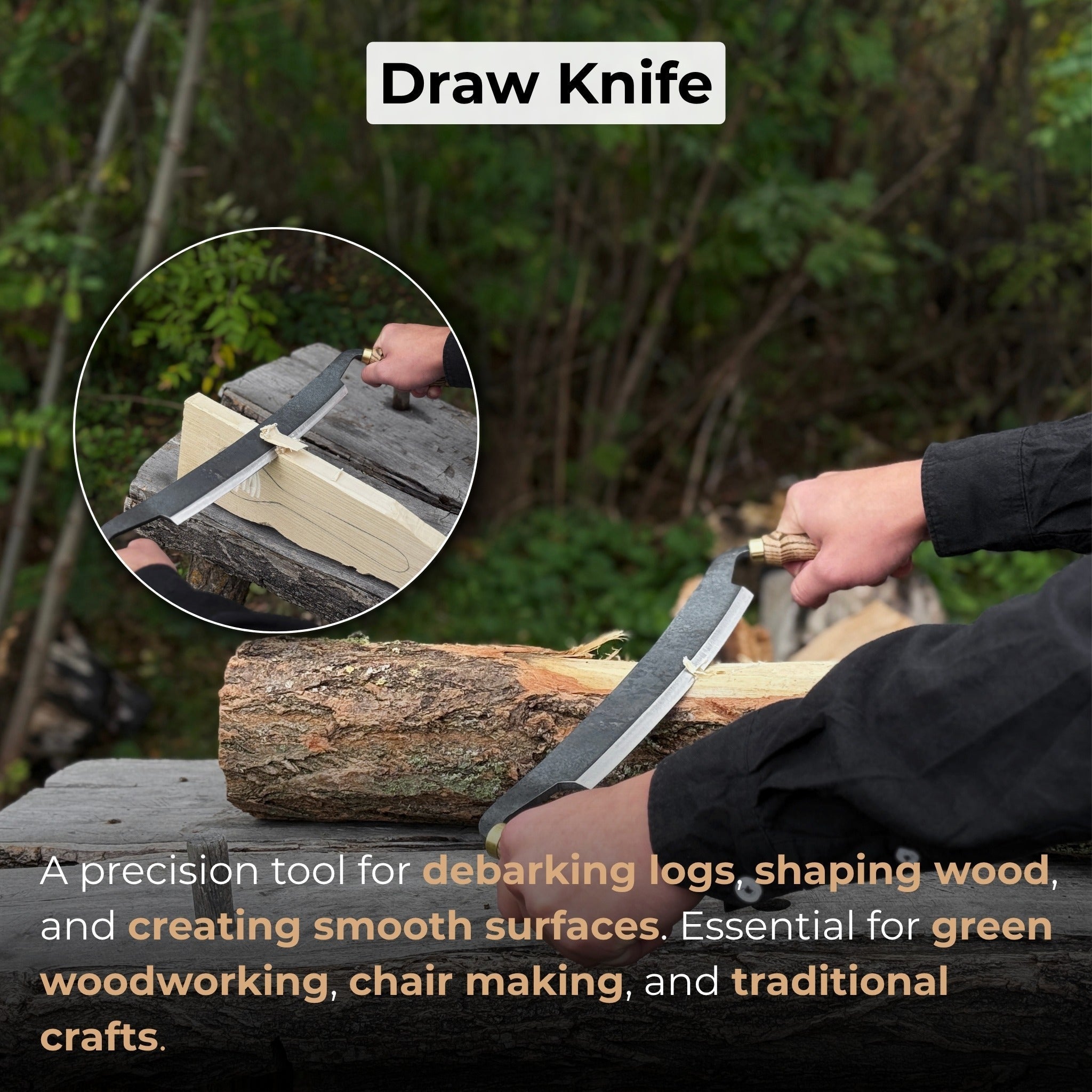 Curved Draw Knife (Push/Pull Shave), 25.5 cm (10 inch) Cutting Edge