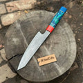 Kiritsuke Style Chef Knife Raindrop Damascus Steel Blade Epoxy Resin Handle | Japanese Kitchen Knife