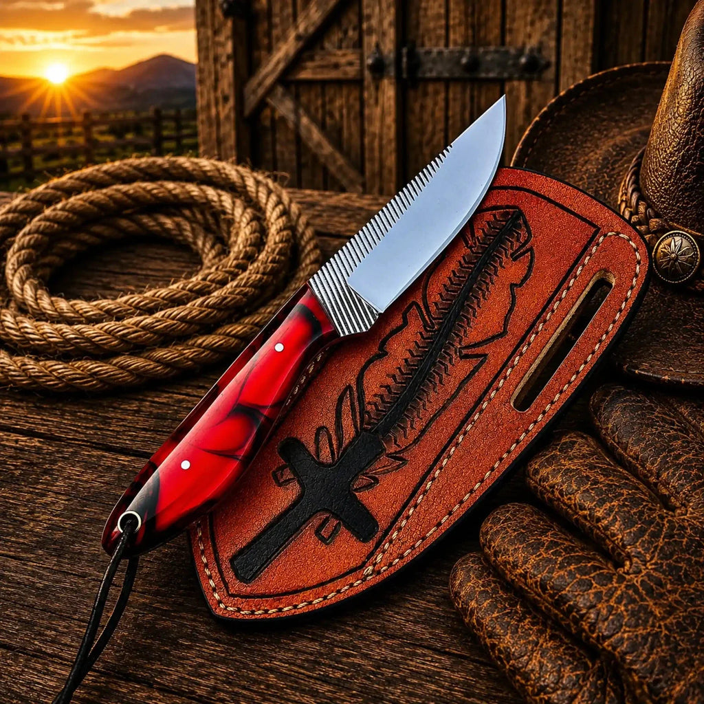 Custom Pancake Sheath Knife – Rasp File Blade Resin Handle