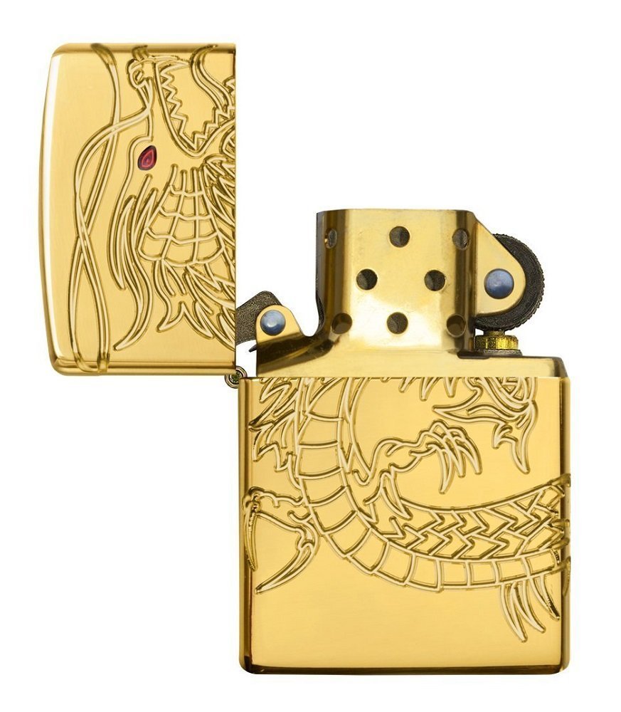 Zippo Asian Dragon, Armor Gold Plate Lighter #29265
