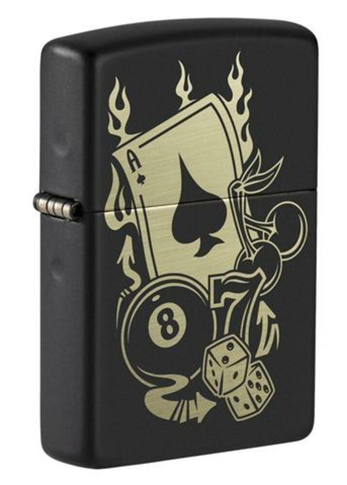 Zippo Gambling Casino Billiards, Black Matte Lighter #49257