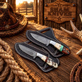 Compact Cowboy Working Knife Pair – D2 & Damascus Steel Blades