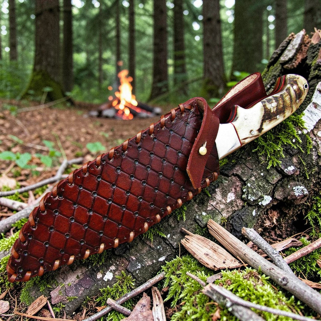 D2 Gut Hook Hunting Knife Ram Horn Handle