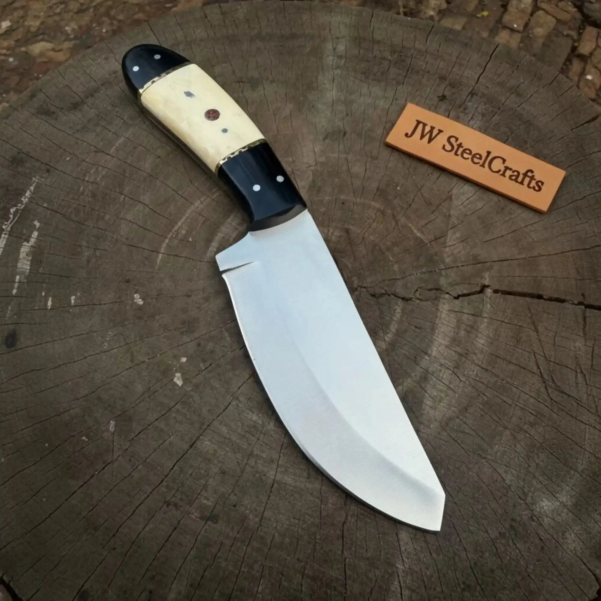 Handmade Drop Point Knife High Carbon Steel Camel Bone & Epoxy Resin Handle