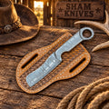 D2 Steel Engraved Ring-Tail Bull Cutter Knife with Cross-Draw Sheath - SHAM KNIVES