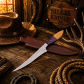 D2 Steel Fillet Knife with Purple Honeycomb and Ash Wood Handle - SHAM KNIVES