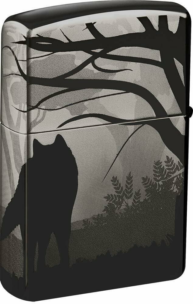Zippo Howling Wolves 360° Photo Image, Black Ice Lighter #49188