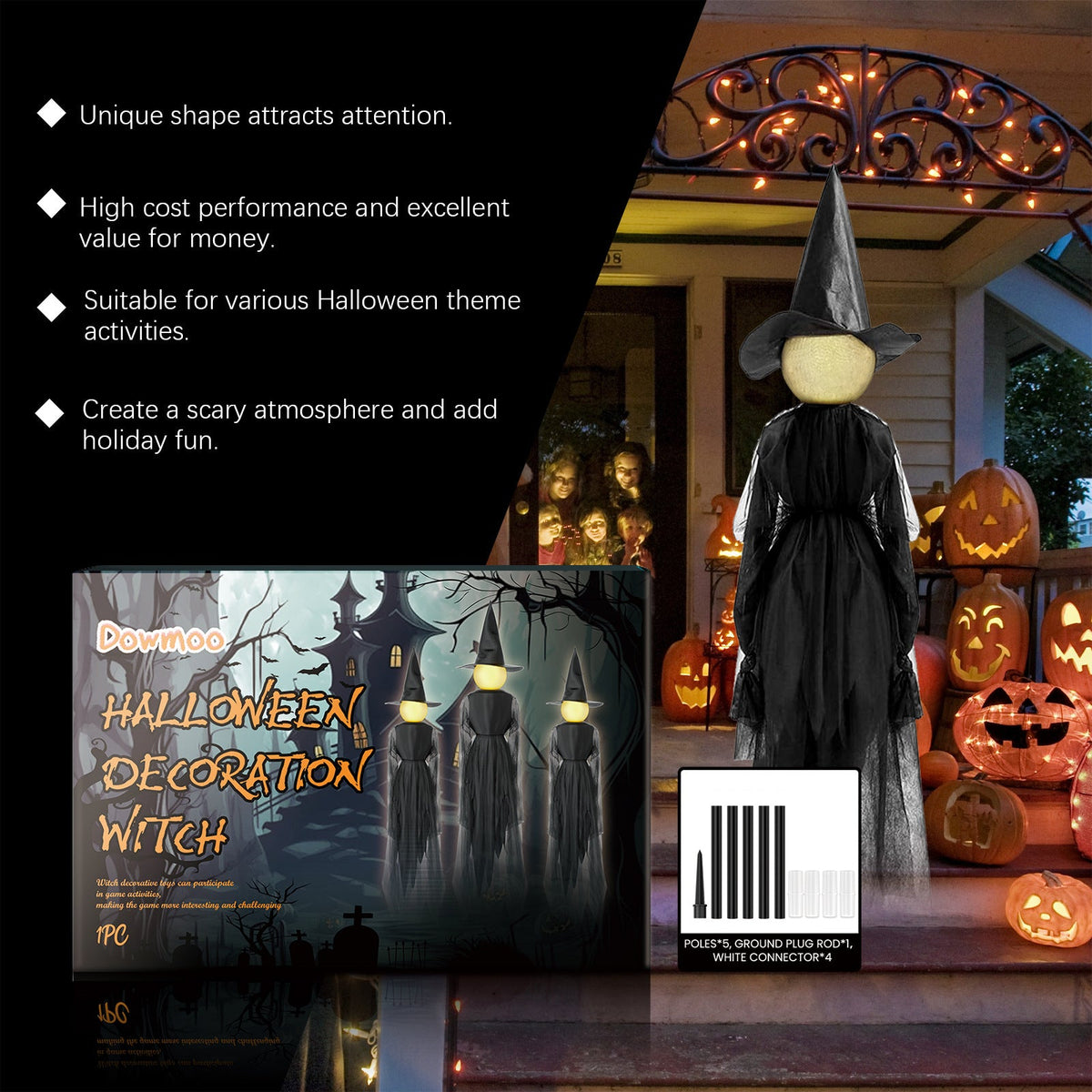 Three Costumes Halloween Witch Decoration Atmosphere