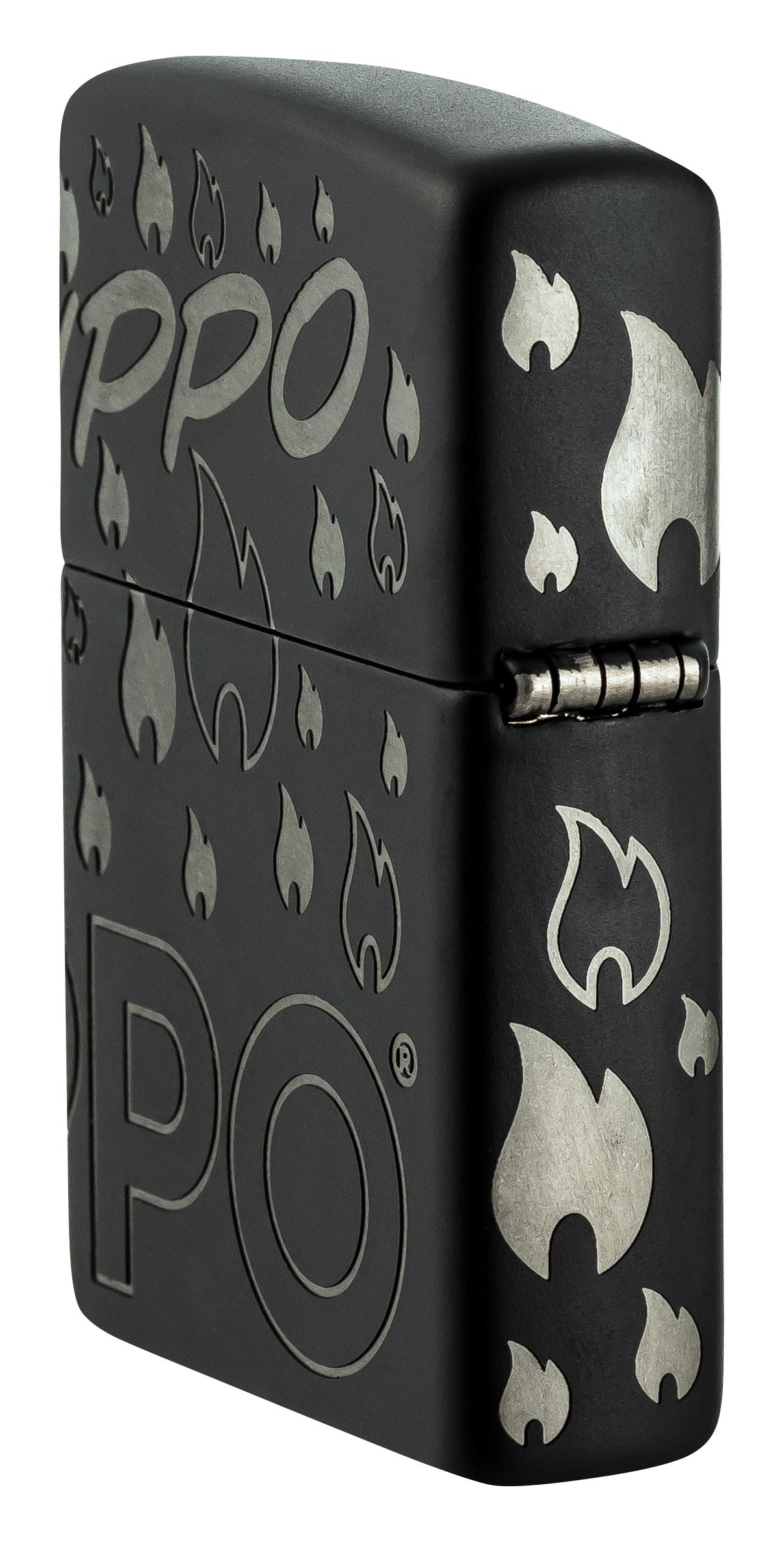 Zippo Flame Icon and Logo, Black Matte Lighter #48908