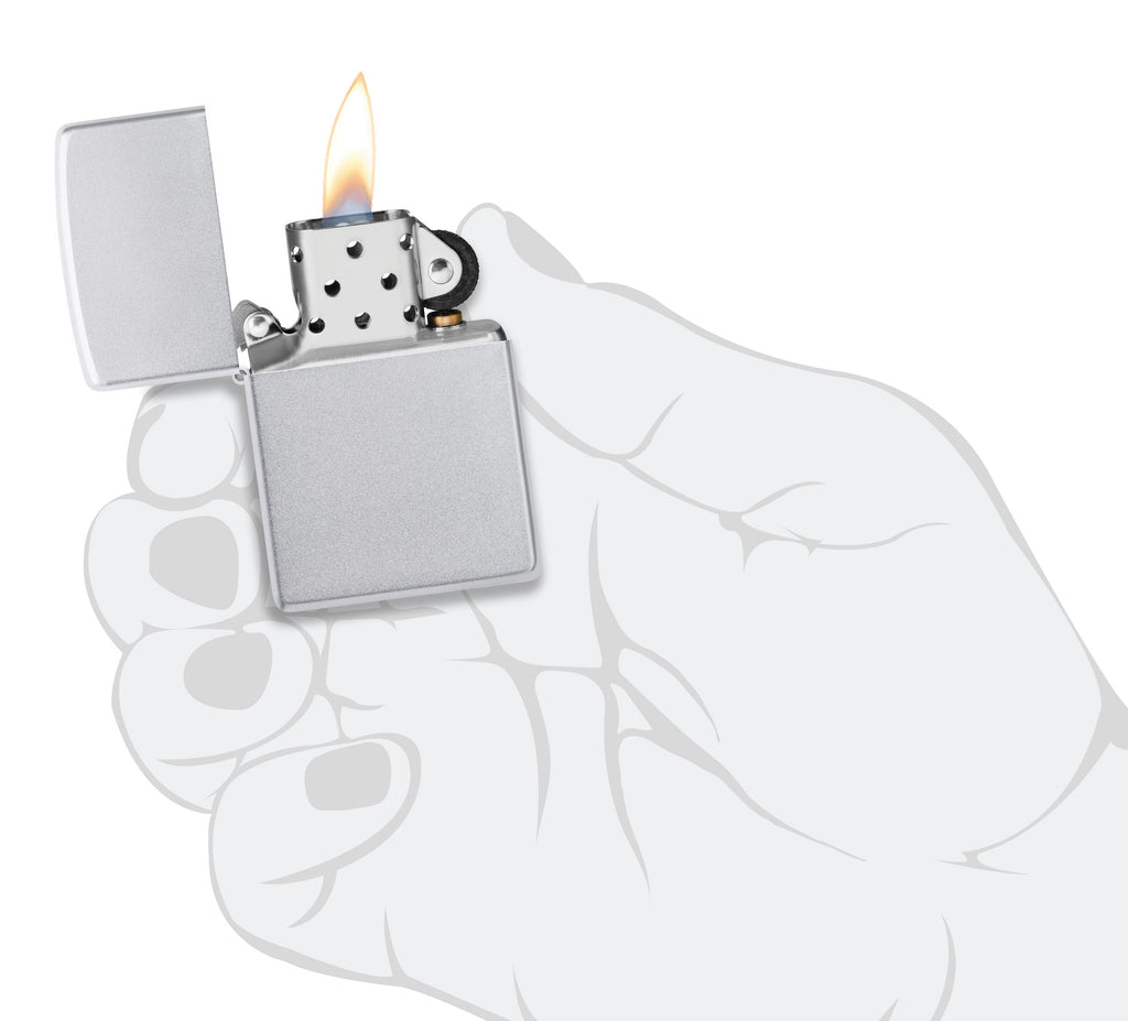 Zippo Satin Chrome & Leather Pouch Gift Set #LPGS-LPCBK-205