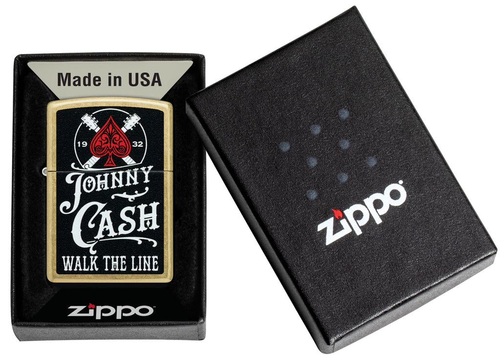 Zippo Johnny Cash Walk the Line, Street Brass Lighter #47245