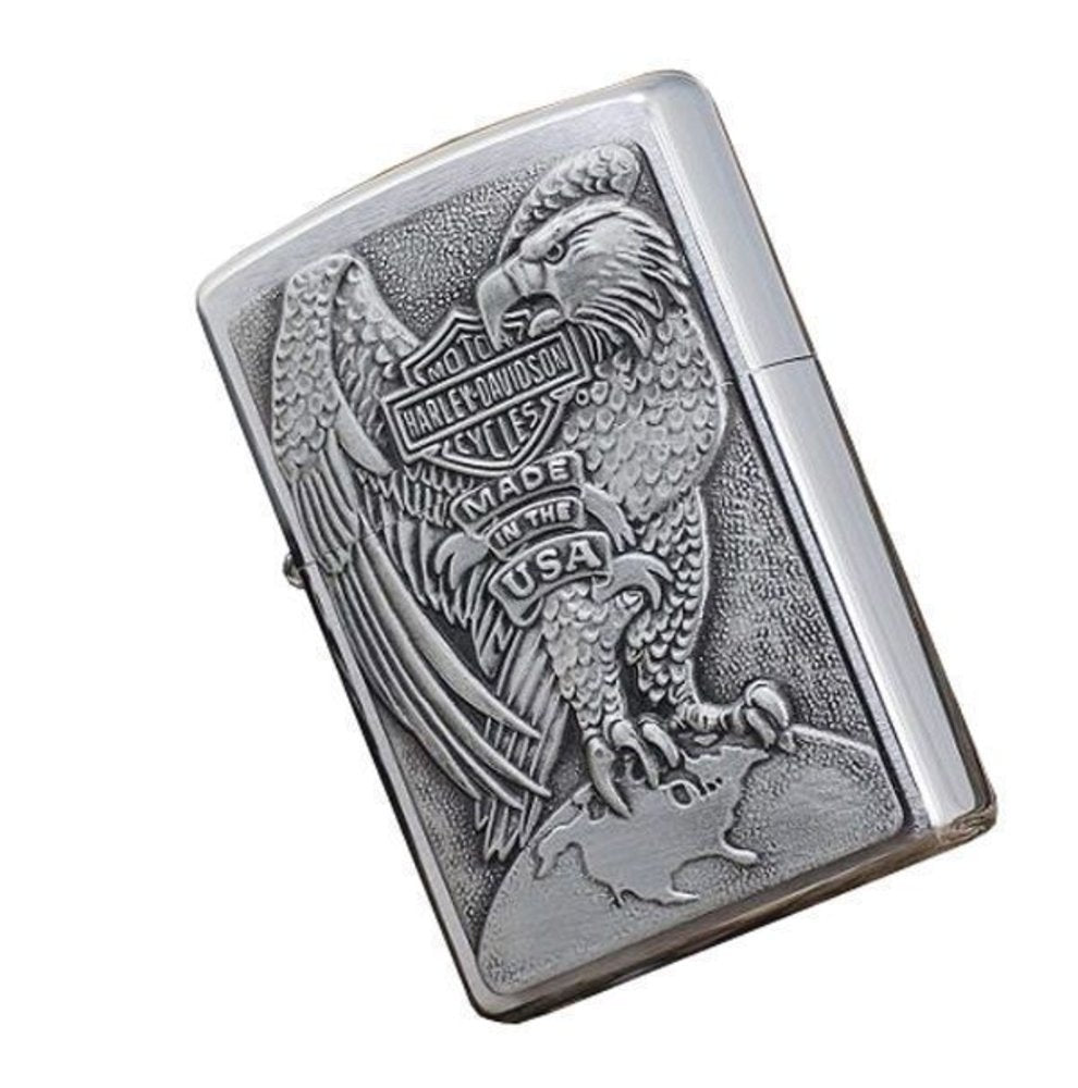 Zippo Harley-Davidson Eagle & Globe Emblem, Brushed Chrome Lighter #200HD.H231