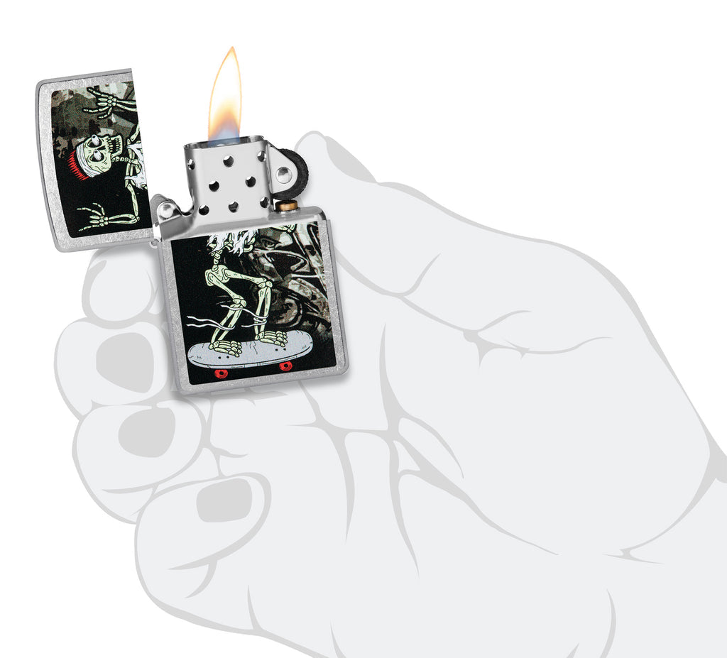 Zippo Skateboard Skeleton, Street Chrome Lighter #48911
