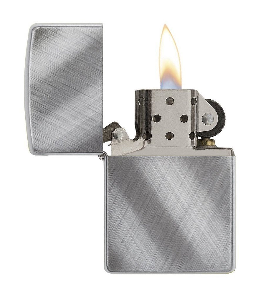 Zippo Diagonal Weave, Brushed Chrome Lighter #28182