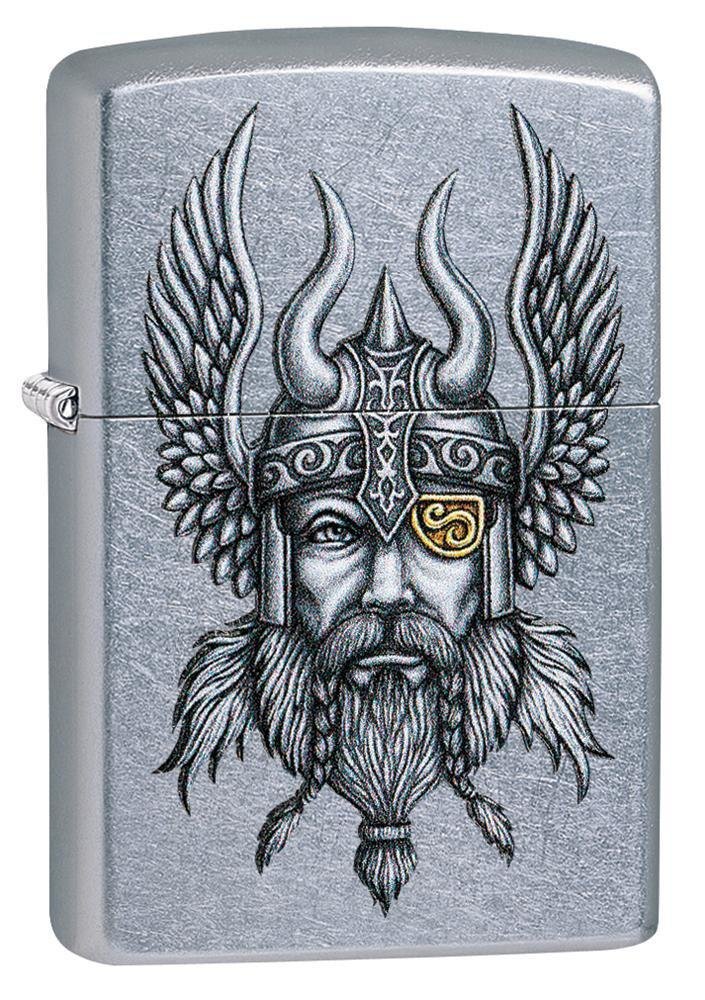 Zippo Nordic Viking Warrior, Street Chrome Lighter #29871