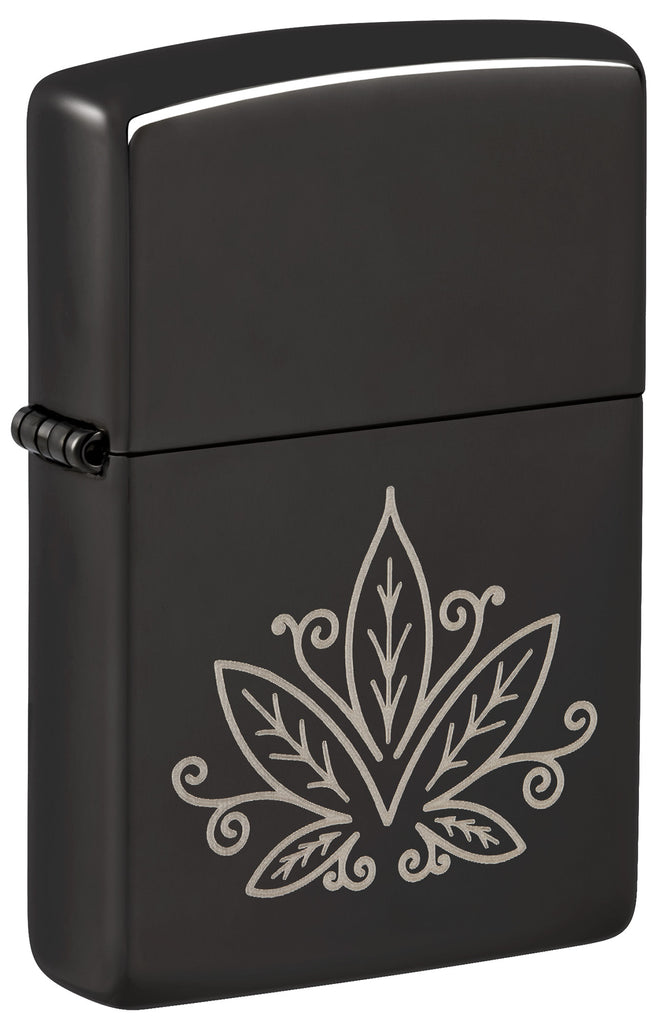 Zippo Cannabis Zentangle, High Polish Black Lighter #48926