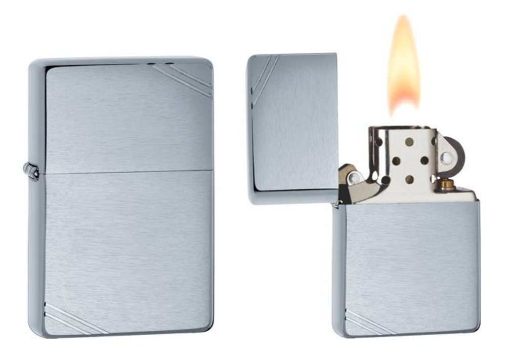 Zippo 1937 Replica w/ Slashes, Brushed Chrome Lighter #230